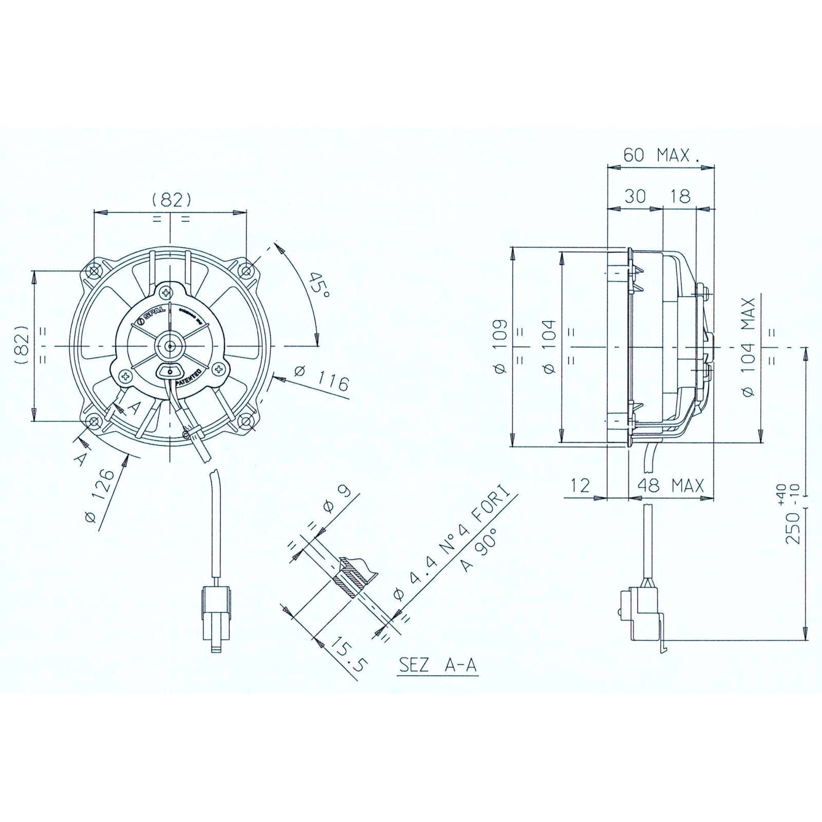 WHITES Spal Universal 12V Radiator Cooling Fan - 104mm DIAM X 60mm High #WPELCF1