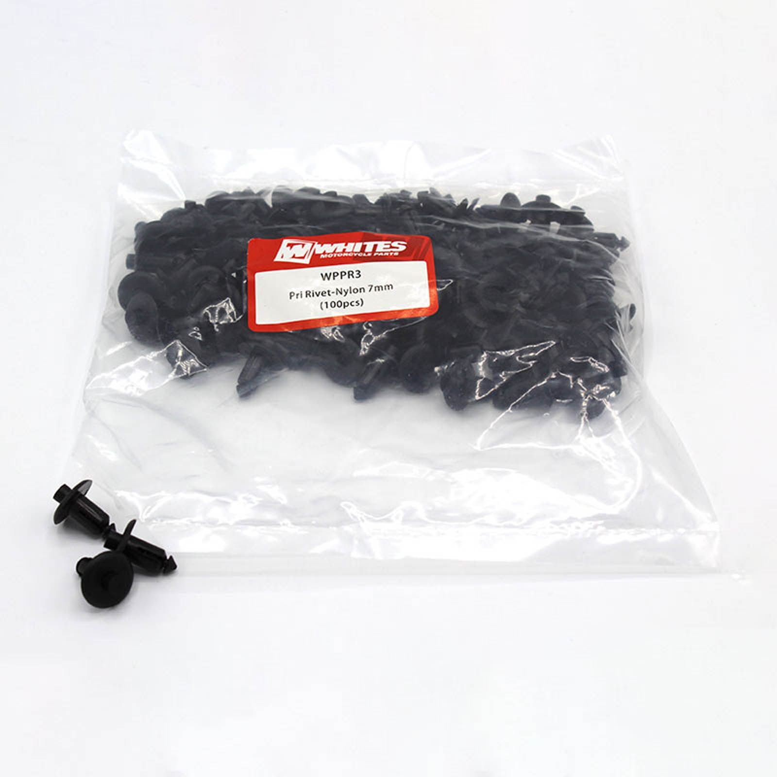 New WHITES Nylon Pry Rivets - 7mm (100 Pack) #WPPR3