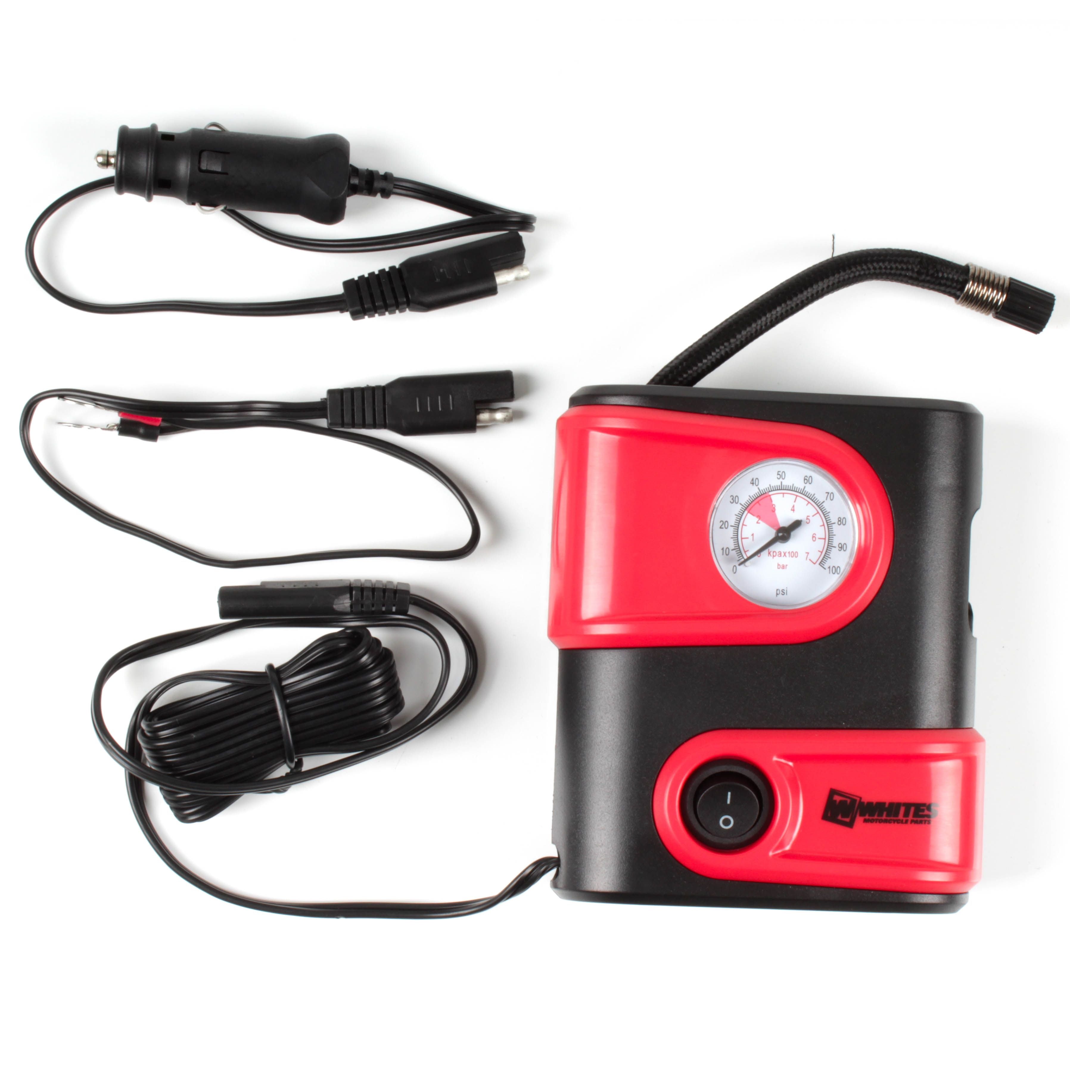 New WHITES Portable Mini Tyre Pump 0-100Psi - 12V #WPPTP